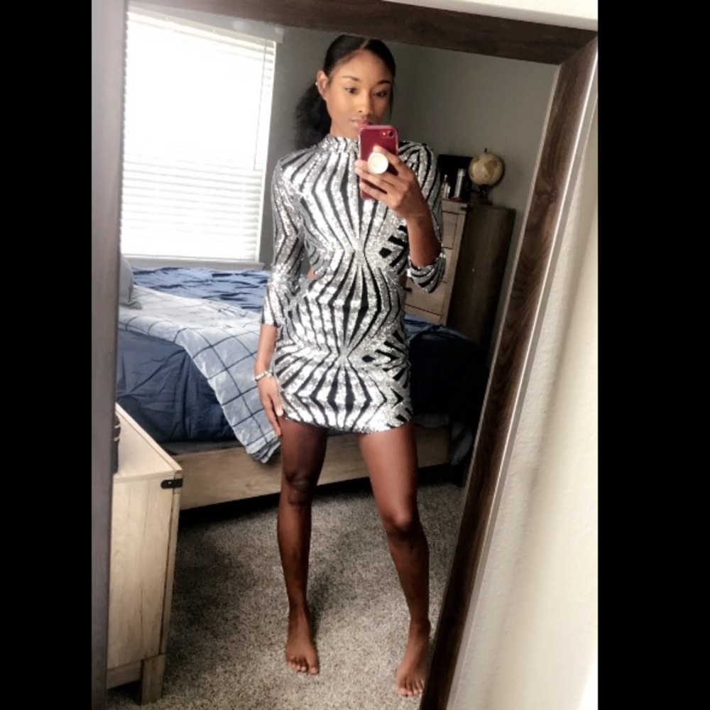 Silver Sequin Party Dress